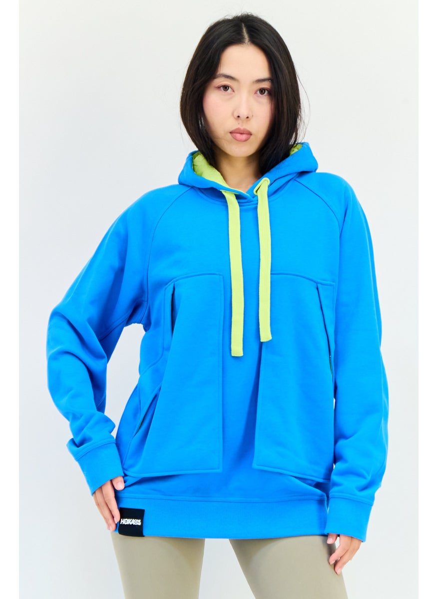 Women Sportswear Fit Long Sleeves Outdoor Hoodie, Blue