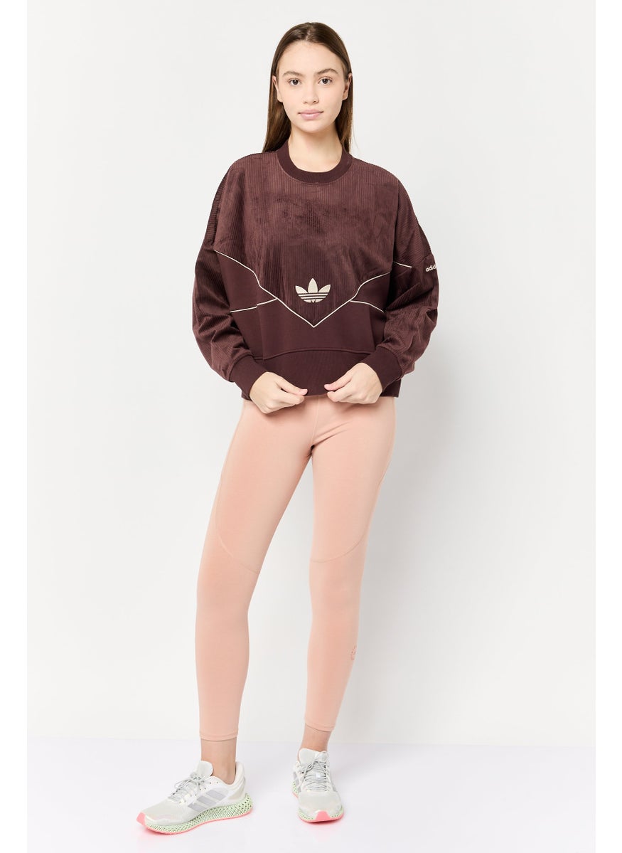 Women Sportswear Fit Long Sleeve Outdoor Sweatshirt, Brown