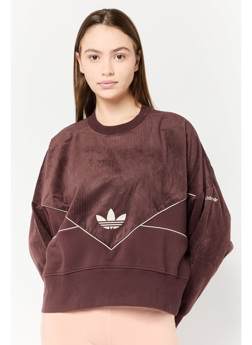 Women Sportswear Fit Long Sleeve Outdoor Sweatshirt, Brown