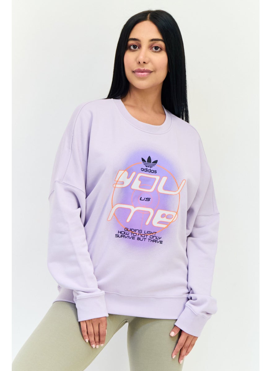 Women Sportswear Fit Long Sleeves Outdoor Sweatshirt, Lavender