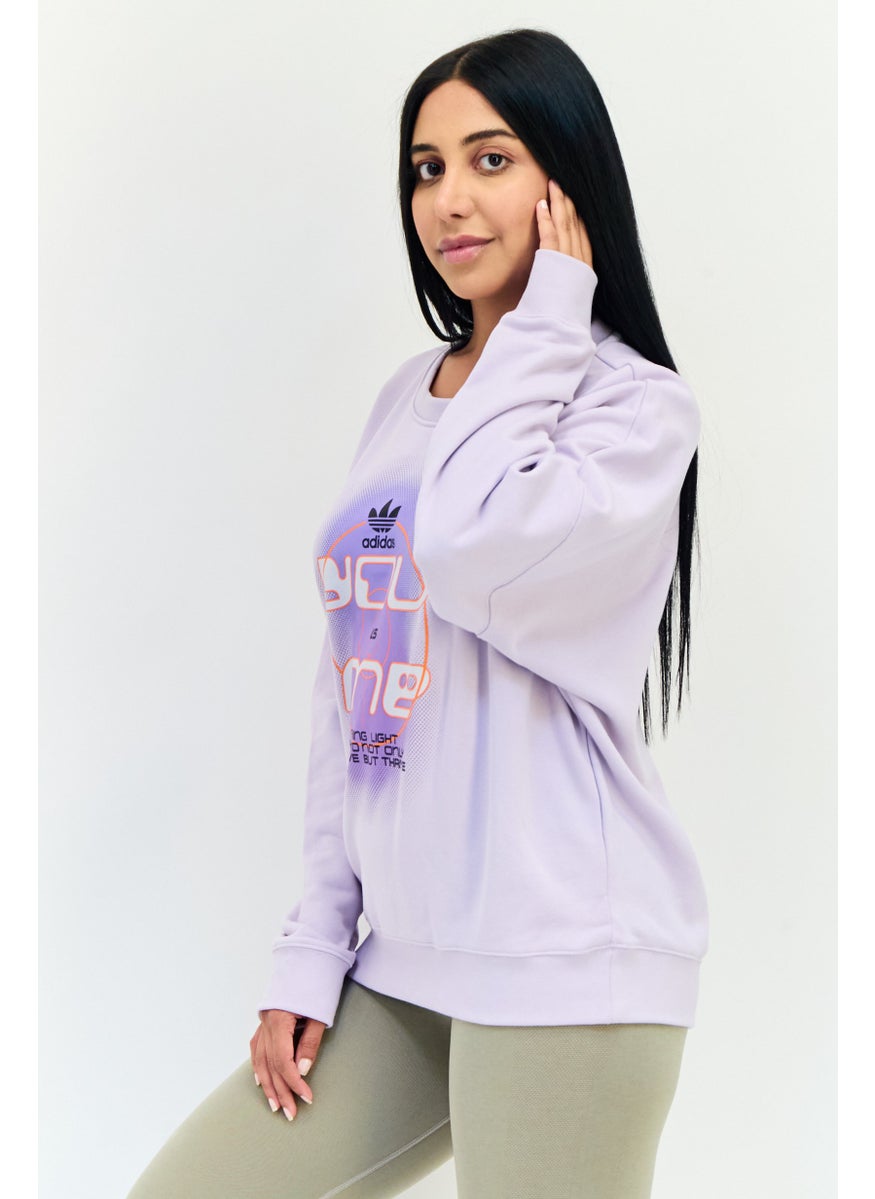 Women Sportswear Fit Long Sleeves Outdoor Sweatshirt, Lavender