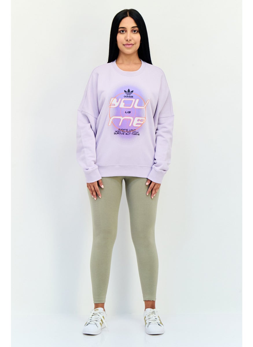 Women Sportswear Fit Long Sleeves Outdoor Sweatshirt, Lavender