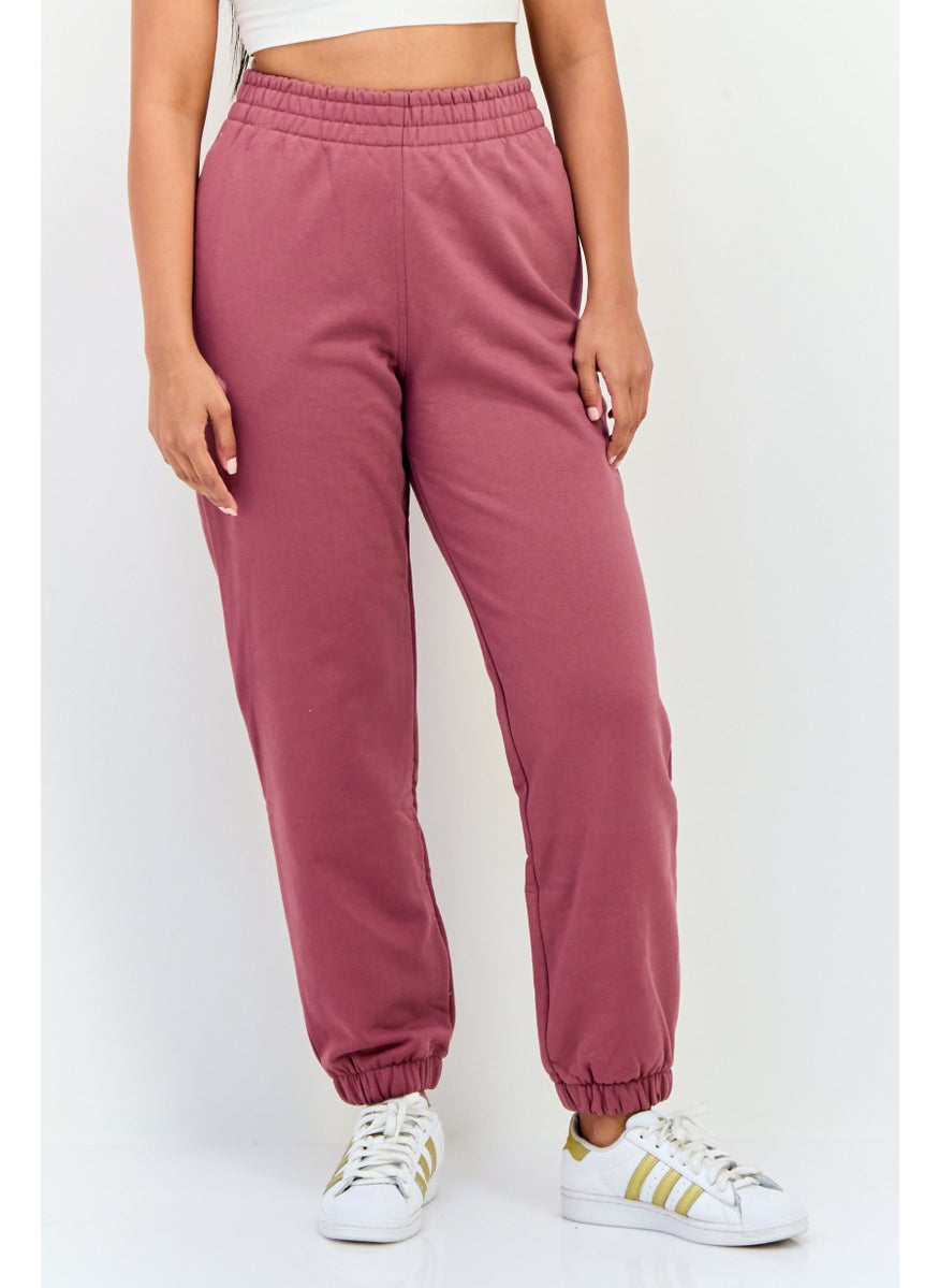Women Regular Fit Embroidered Logo Outdoor Sweatpants, Mauve