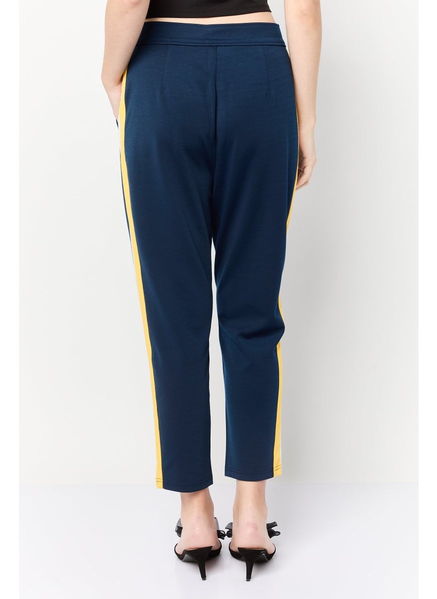 Women Regular Fit Straight Leg Crop Pants, Navy