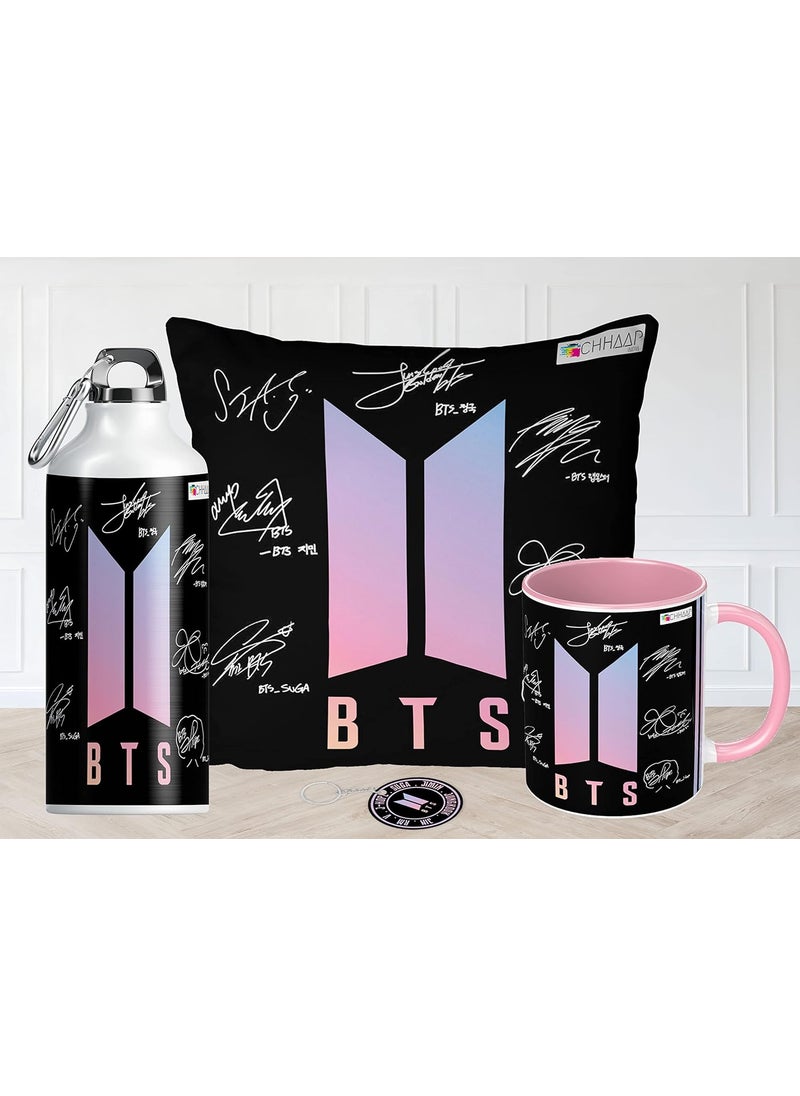 NH10 DESIGNS BTS Printed Ceramic Coffee Mug 350ml Sipper Bottle 600ml Cushion Cover with Filler 12x12 inch Keychain BTS Combo Birthday Gift for Girls Boys Friends BTS Lovers BTSC3TMSKV 15