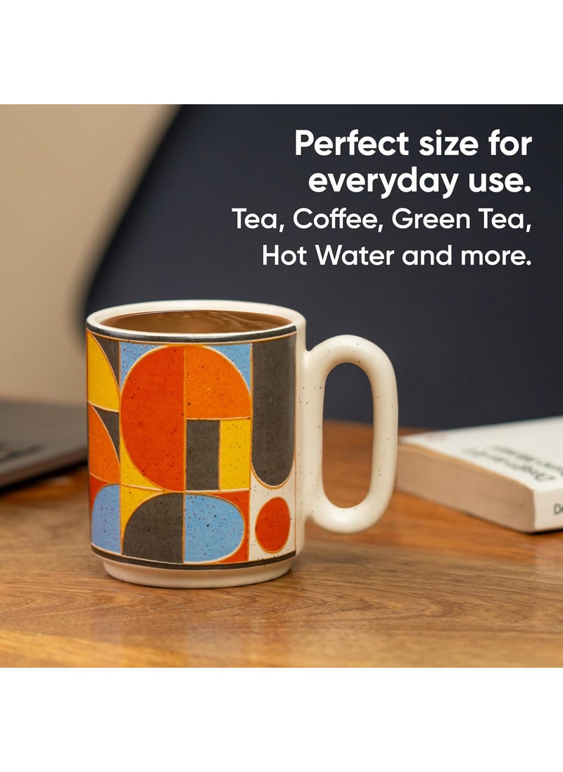 Shay Ceramic Coffee Mug Set Set of 4 300ml Bauhaus Coffee Mug Set of 4 Glossy Finish Stoneware Coffee Cup Set Microwave Safe Bauhaus Milk Mug Set of 4