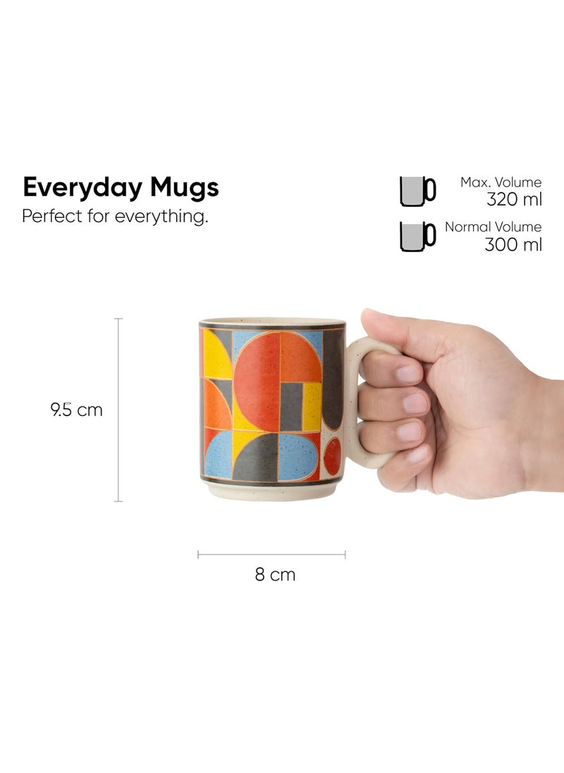 Shay Ceramic Coffee Mug Set Set of 4 300ml Bauhaus Coffee Mug Set of 4 Glossy Finish Stoneware Coffee Cup Set Microwave Safe Bauhaus Milk Mug Set of 4