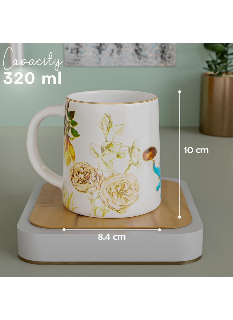 The Earth Store Elephlora Coffee Mug 320ml Capacity Microwave Dishwasher Safe Coffee Mug for Diwali Gift Ideal for Coffee Tea Milk and More Mug for Coffee Diwali Gifts Set of 4