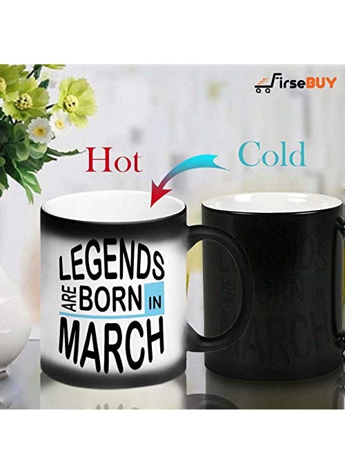 FirseBUY Legends are Born in March Magic Mug Birthday Gift for BoysMen White 11 Ounce