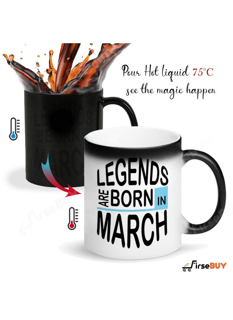 FirseBUY Legends are Born in March Magic Mug Birthday Gift for BoysMen White 11 Ounce