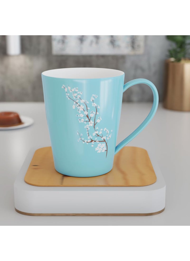 The Earth Store Blossom Blue Coffee Mug Set of 4 Ceramic Mugs to Gift to Best Friend Tea Mugs Microwave Safe Coffee Mugs Ceramic Tea Cups 330 ml Each