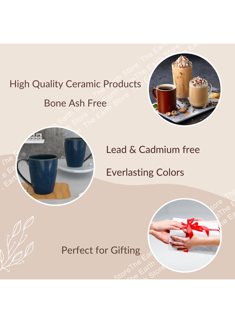 The Earth Store Galaxy Blue Coffee Mug Set of 4 Ceramic Mugs to Gift to Best Friend Tea Mugs Microwave Safe Coffee Mugs Ceramic Tea Cups 340 ml Each
