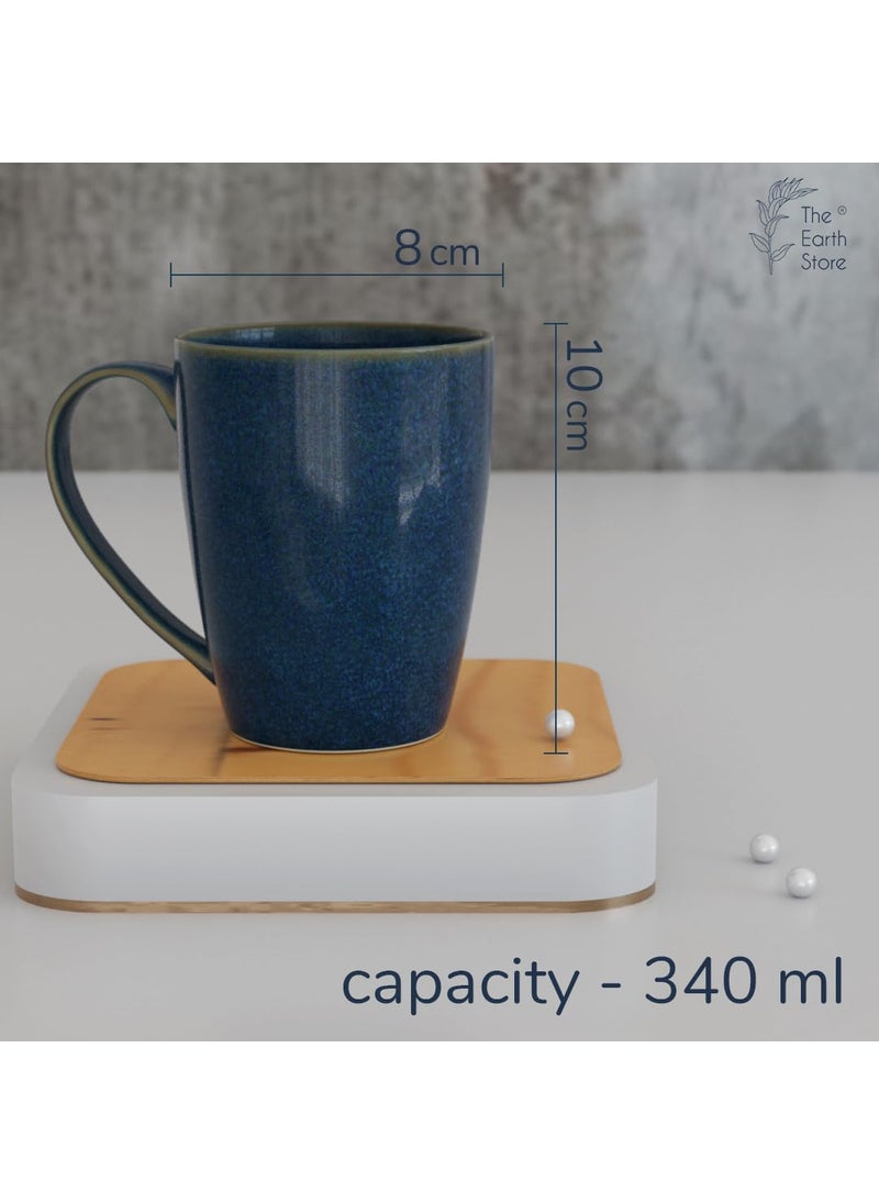 The Earth Store Galaxy Blue Coffee Mug Set of 4 Ceramic Mugs to Gift to Best Friend Tea Mugs Microwave Safe Coffee Mugs Ceramic Tea Cups 340 ml Each