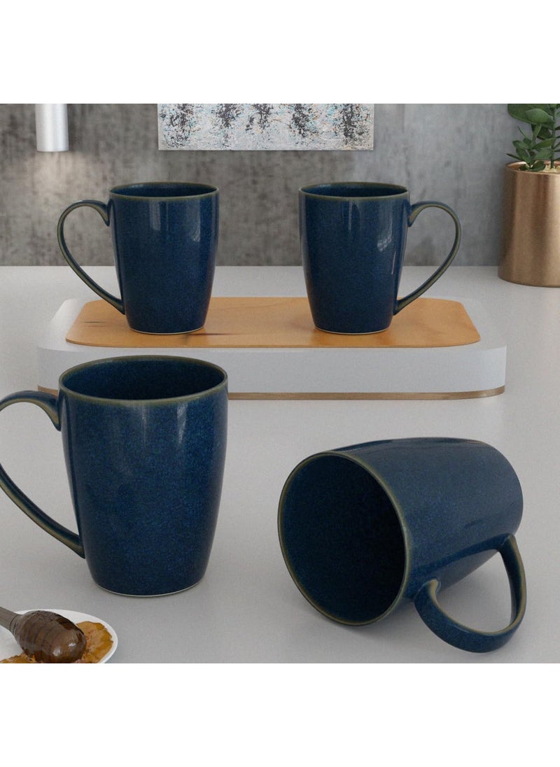 The Earth Store Galaxy Blue Coffee Mug Set of 4 Ceramic Mugs to Gift to Best Friend Tea Mugs Microwave Safe Coffee Mugs Ceramic Tea Cups 340 ml Each