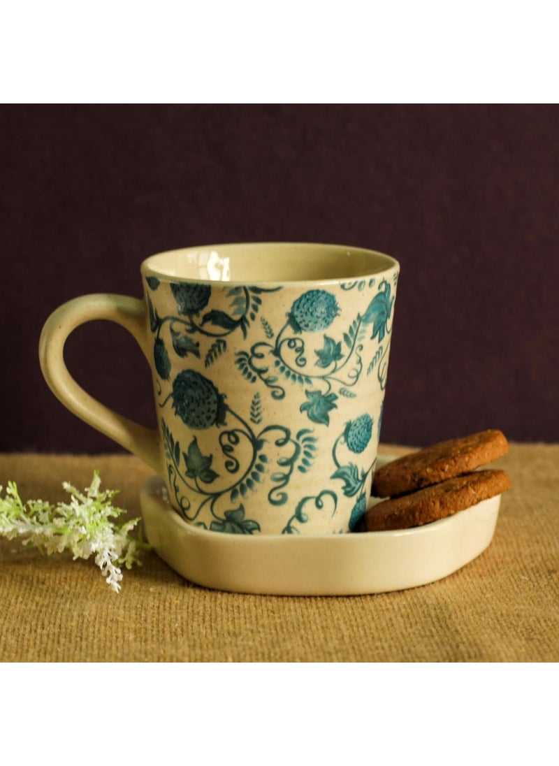 Kawai Homes Blue Pattern Stoneware Mug for Coffee Chai Tea Milk Cups 300 ml Microwave Dishwasher Safe Single