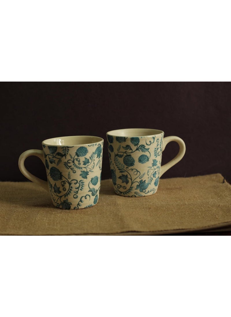 Kawai Homes Blue Pattern Stoneware Mug for Coffee Chai Tea Milk Cups 300 ml Microwave Dishwasher Safe Single