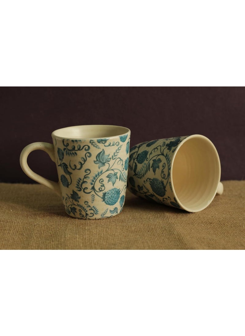 Kawai Homes Blue Pattern Stoneware Mug for Coffee Chai Tea Milk Cups 300 ml Microwave Dishwasher Safe Single