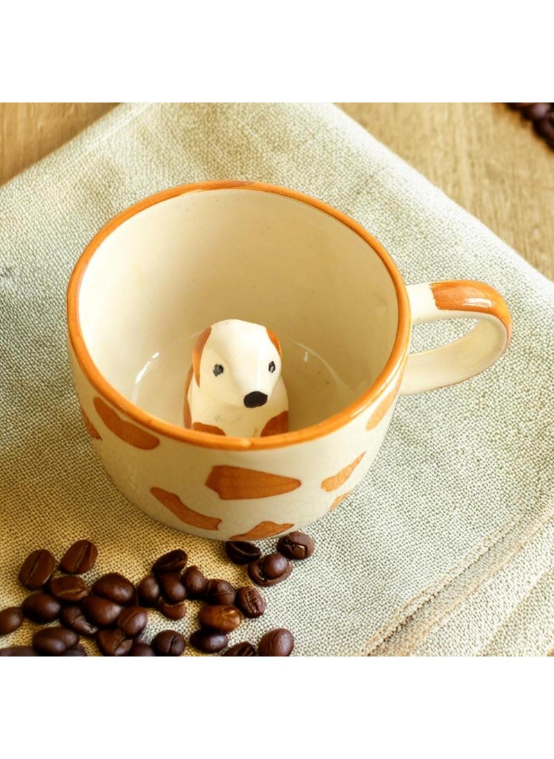Kawai Homes Cute Dog Self Care Mug for Chai Tea Milk Cups 300 ml Microwave Dishwasher Safe 3D Dog Cup
