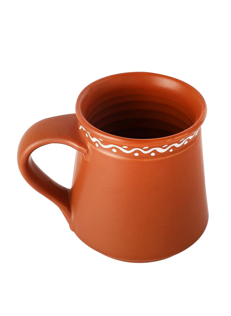 Miah Dcor CeramicStoneware CoffeeSoup Traditional Terracotta Mugs with Handles300 ml Set of 2 Tea CoffeeLassi Chaach Latte Cappuccino Soup Dishwasher Microwave Safe