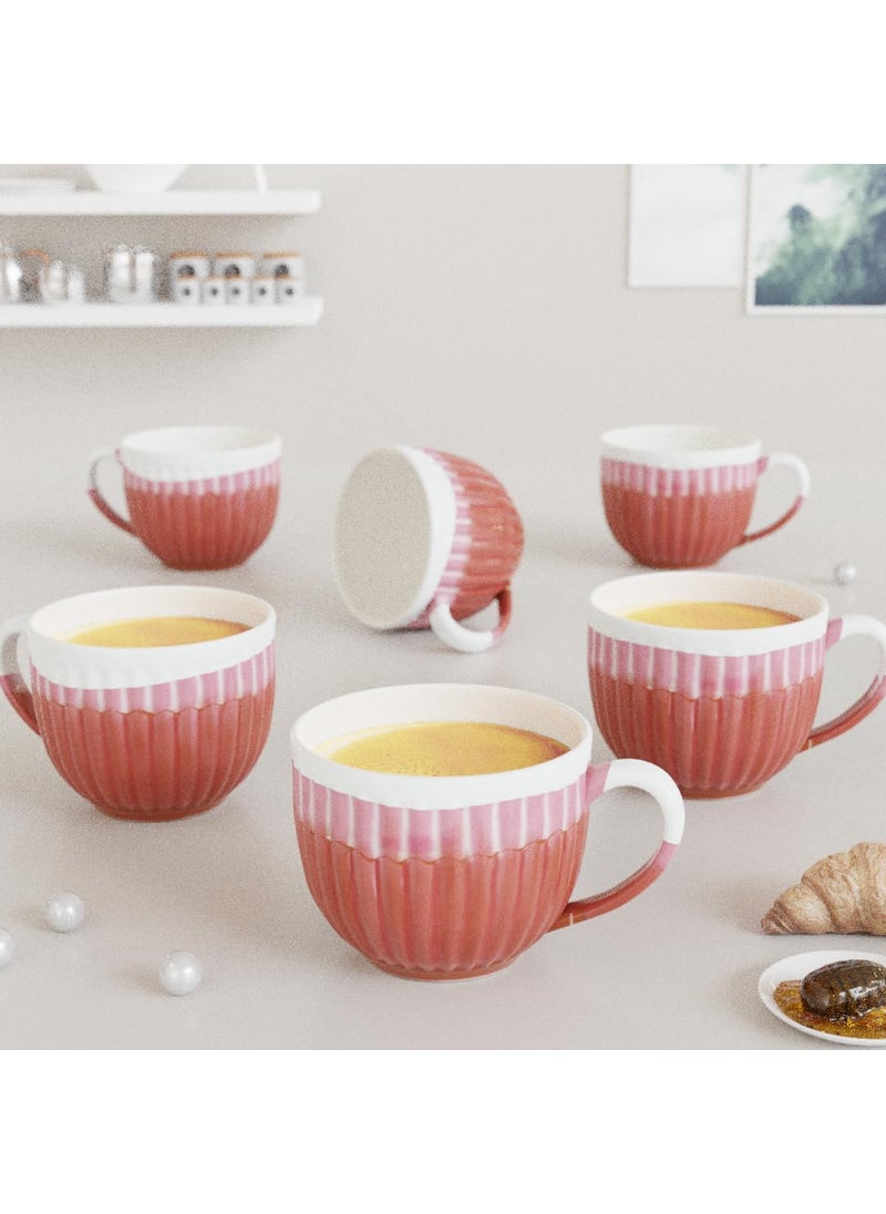 The Earth Store Dual Tone Glam Pink Handcrafted Microwave Safe Ceramic ChaiTea Cups Small Tea Cups Set of 6 Ideal for Friends Anniversary Birthday 150 ml