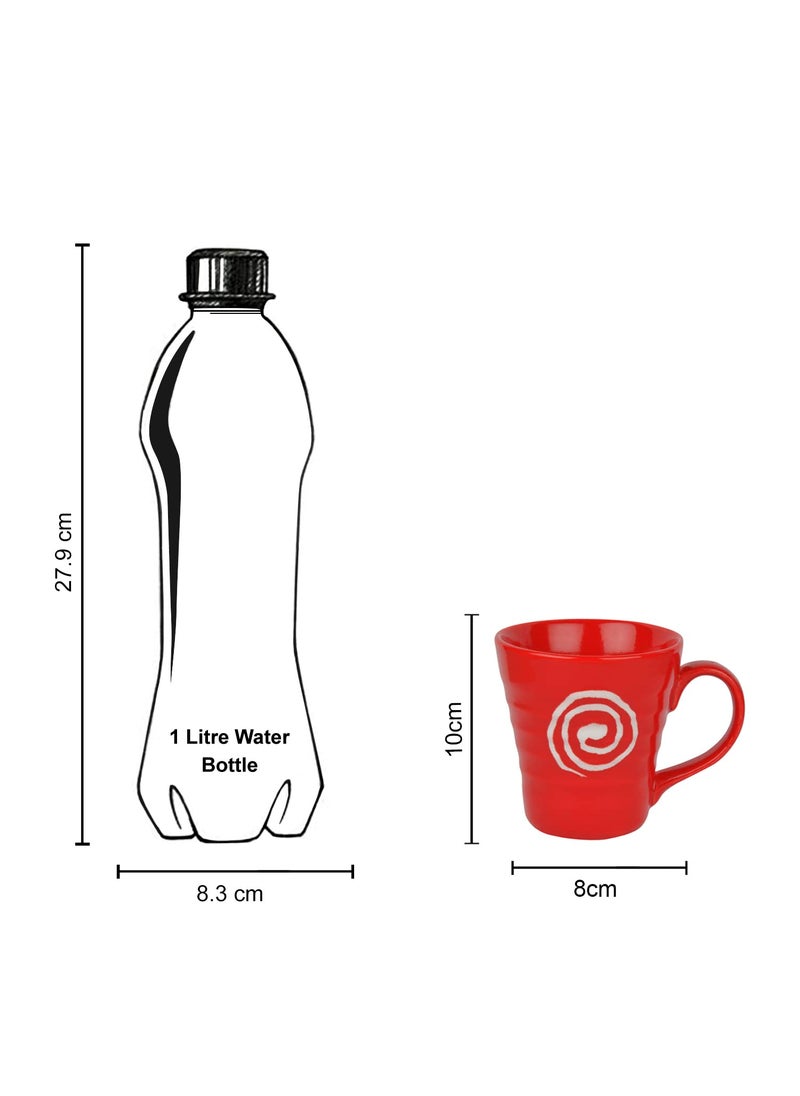 StyleMyWay Hand Glazed Ceramic Milk Mugs 300 ml Set of 2 Red Coffee Cups Mugs Tea Cups Mugs