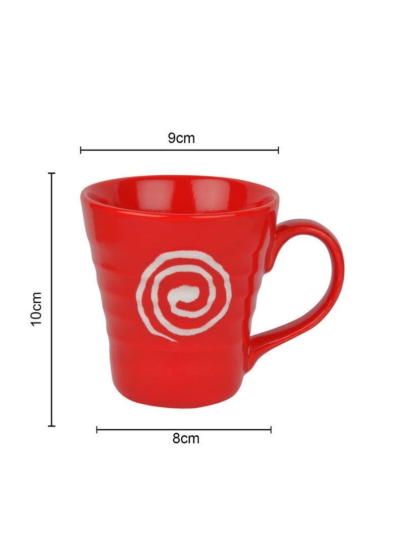 StyleMyWay Hand Glazed Ceramic Milk Mugs 300 ml Set of 2 Red Coffee Cups Mugs Tea Cups Mugs