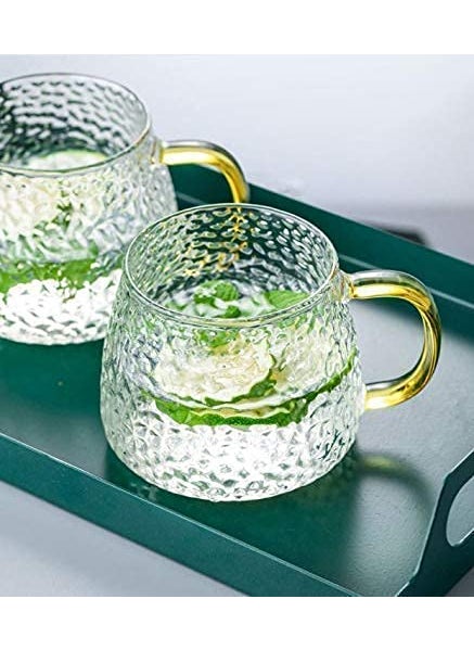 ZEYFLEEB Glass Tea Coffee Cup Set of 2 for Home Office Hot Cold Drinks Dishwasher Microwave Safe Latte Cappuccino Transparent Lemon Tea Cup Set of 2 pcs