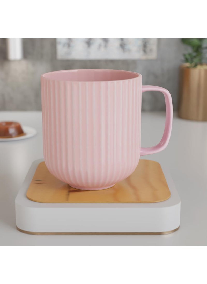 The Earth Store Coffee Mug Set of 2 Ceramic Mugs to Gift to Best Friend Tea Mugs Microwave Safe Coffee Mugs Ceramic Tea Cups 330 ml Each Fringe Pink
