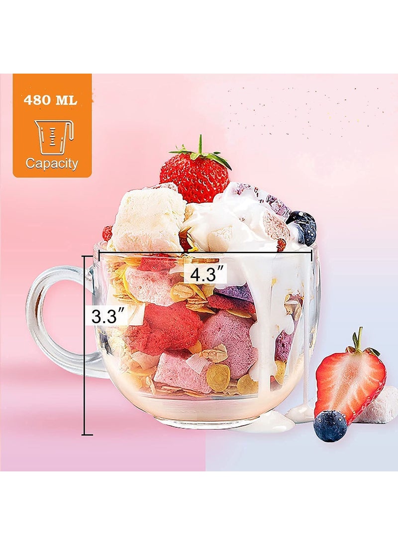 ZEYFLEEB Glass Tea Coffee Cup Set of 6 for Home Office Hot Cold Drinks Dishwasher Microwave Safe Latte Cappuccino Transparent Soup Cup Set of 2 pcs