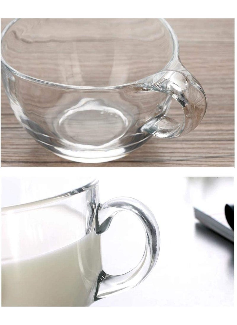 ZEYFLEEB Glass Tea Coffee Cup Set of 6 for Home Office Hot Cold Drinks Dishwasher Microwave Safe Latte Cappuccino Transparent Soup Cup Set of 2 pcs