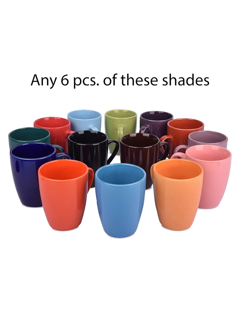 Anwaliya Themis Series Coffee Cup Set Microwave and Dishwasher Safe Coffee and Tea Mugs Tea Cup Chip Resistant Tea Cups Set Ideal for Home and Office Daily Use Set of 6 Multicolor 280 ml