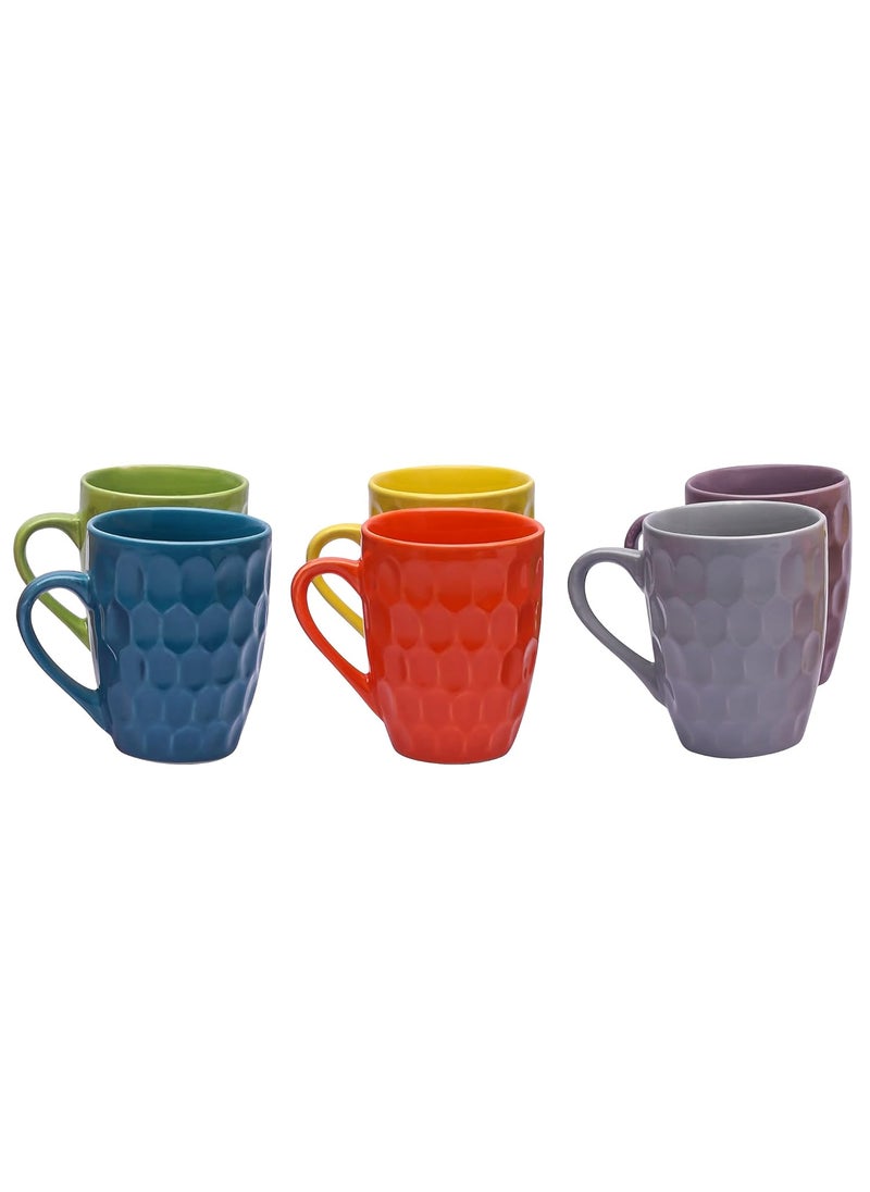 Anwaliya Themis Series Coffee Cup Set Microwave and Dishwasher Safe Coffee and Tea Mugs Tea Cup Chip Resistant Tea Cups Set Ideal for Home and Office Daily Use Set of 6 Multicolor 280 ml