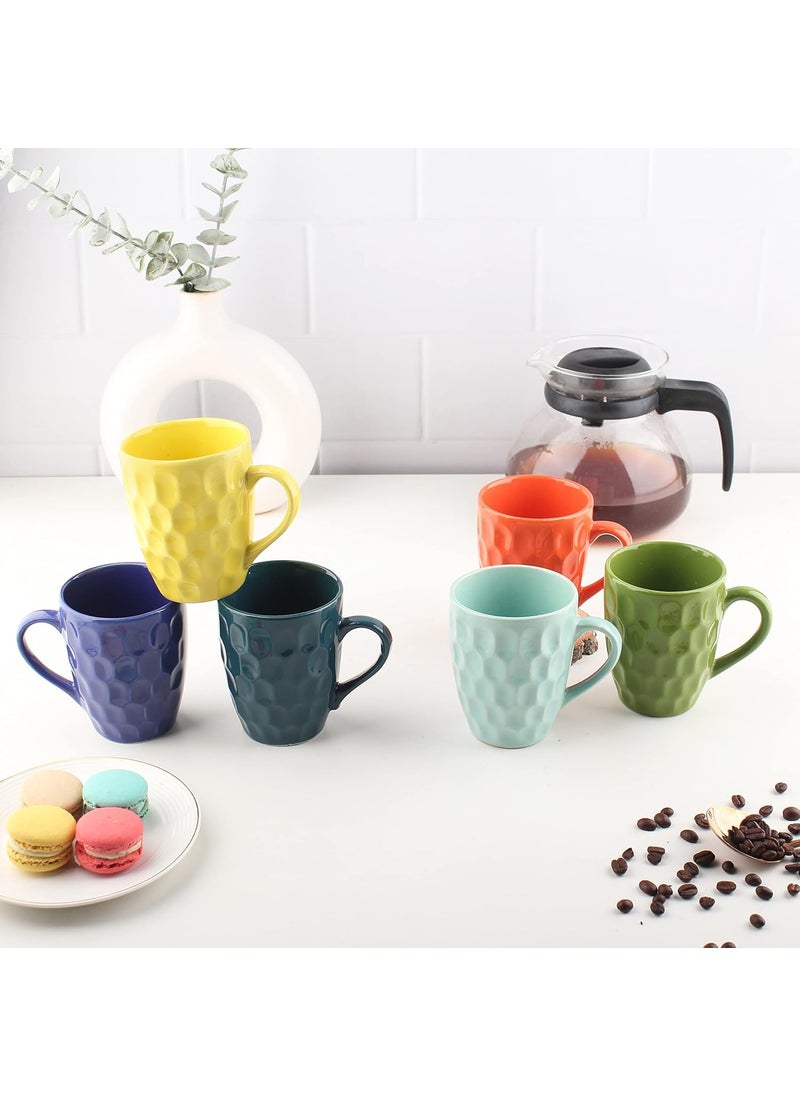 Anwaliya Themis Series Coffee Cup Set Microwave and Dishwasher Safe Coffee and Tea Mugs Tea Cup Chip Resistant Tea Cups Set Ideal for Home and Office Daily Use Set of 6 Multicolor 280 ml