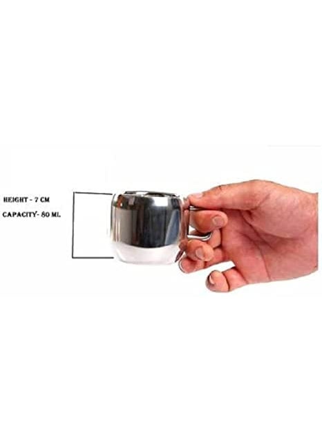 VISAXMI Pack of 6 Stainless Steel Double Wall Royal Apple Tea Coffee Cups 100 Stainless Steel Small Cute Cup Latest Stylish Design Cold Outside Hot Inside Apple Shape Set of 6