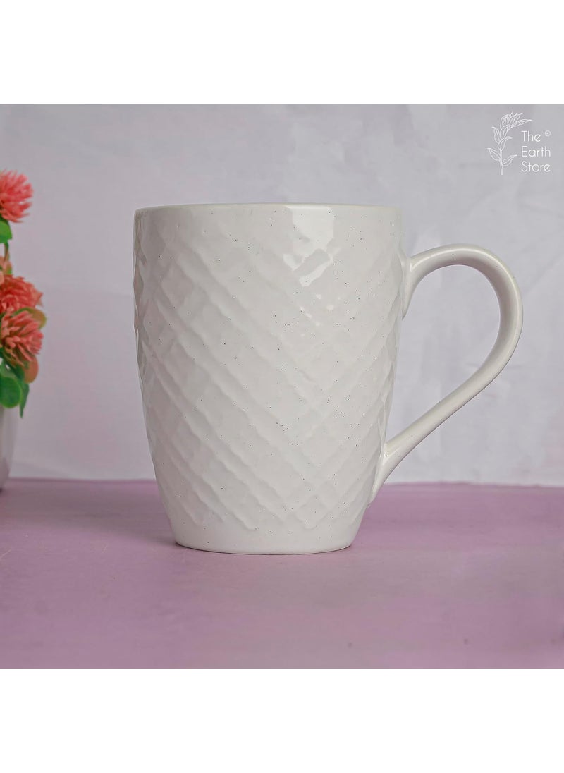 The Earth Store White Check Coffee Mug Set of 6 Ceramic Mugs to Gift to Best Friend Tea Mugs Microwave Safe Coffee Mugs Ceramic Tea Cups