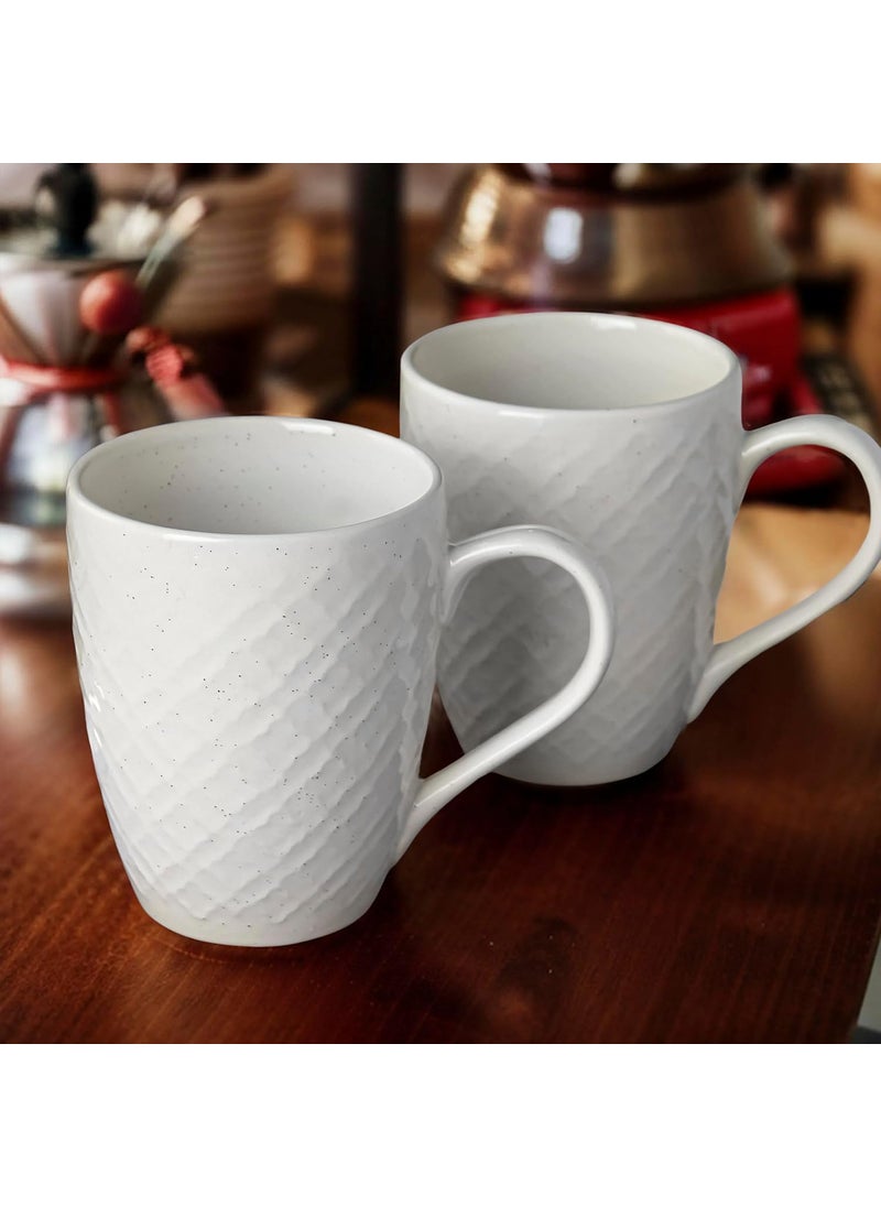 The Earth Store White Check Coffee Mug Set of 6 Ceramic Mugs to Gift to Best Friend Tea Mugs Microwave Safe Coffee Mugs Ceramic Tea Cups