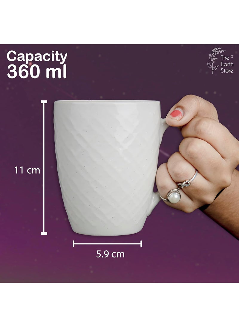 The Earth Store White Check Coffee Mug Set of 6 Ceramic Mugs to Gift to Best Friend Tea Mugs Microwave Safe Coffee Mugs Ceramic Tea Cups