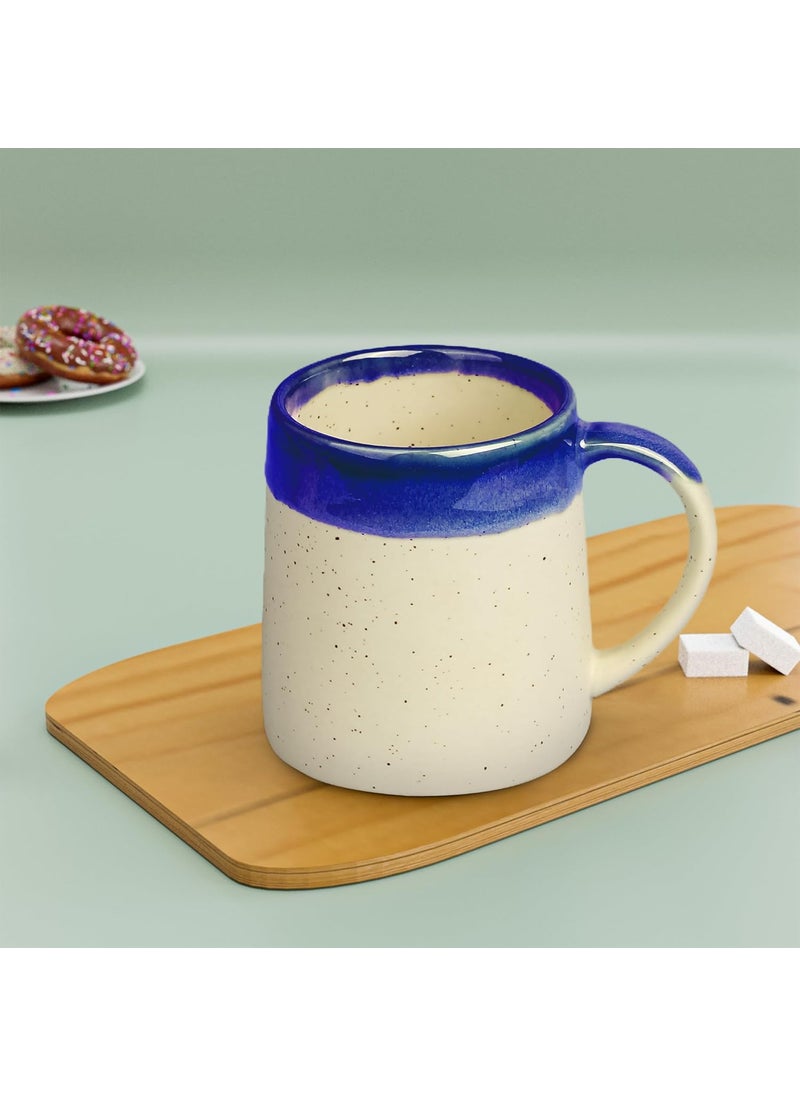 The Earth Store Studio Pottery Dual Tone White and Blue Coffee Mug 320ml Each Capacity Microwave Dishwasher Safe Coffee Mug for Gift Ideal for Coffee Tea and More Coffee Mug Set of 6