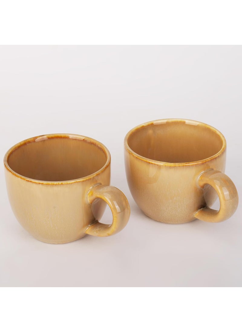 CHEENI MAATI Tea Coffee Cup Chai Mug Serving Set Print Ceramic Clay Deer Print Microwave Dishwasher Safe Cup for Daily Use Gifted on Any Occasion Set of 6 150 ML Capacity Golden