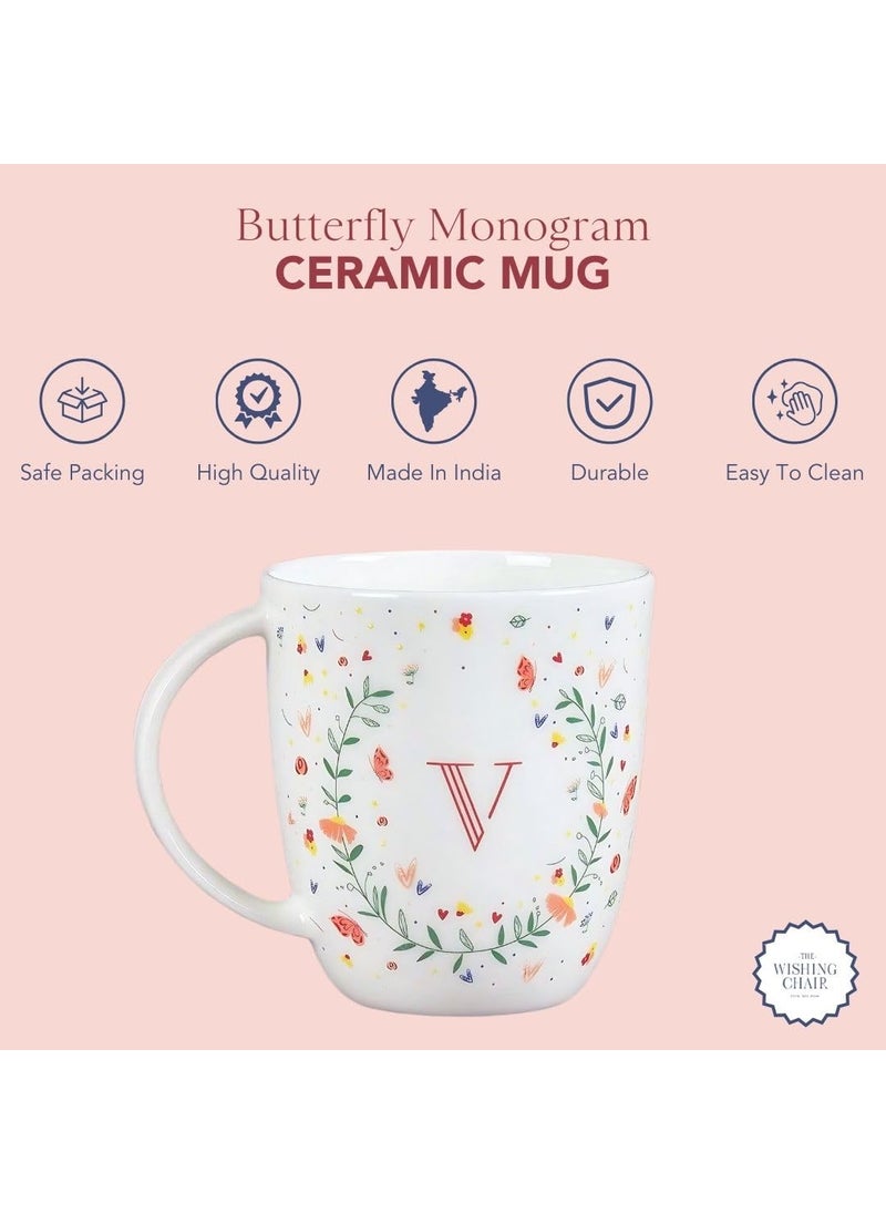 The Wishing Chair Butterfly Monogram Mug A to Z 100 Fine China 400 ML Personalized Mug Microwave Dishwasher Safe