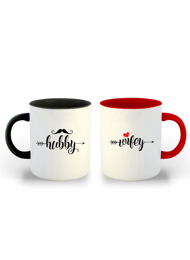 DecorVecor Hubby Wifey Set of 2 Couple Coffee Mug Gift for Husband Wife Anniversary Birthday Valentine Couple 2