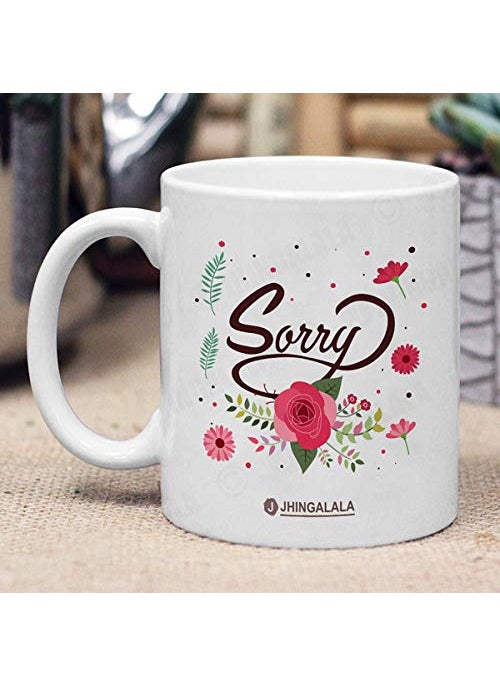 Jhingalala Sorry Gifts Teddy Bear with Sorry Printed Coffee Mug and Greeting Card Combo Sorry Gifts for Girlfriend Boyfriend Husband Wife Friend Sister