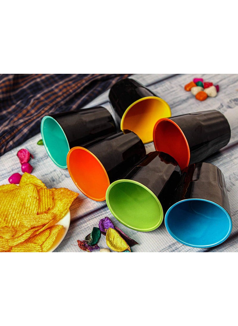 The Mug Factory TMF Chai Glass Set of 6 180 ML Black