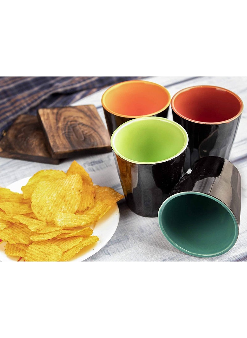 The Mug Factory TMF Chai Glass Set of 6 180 ML Black