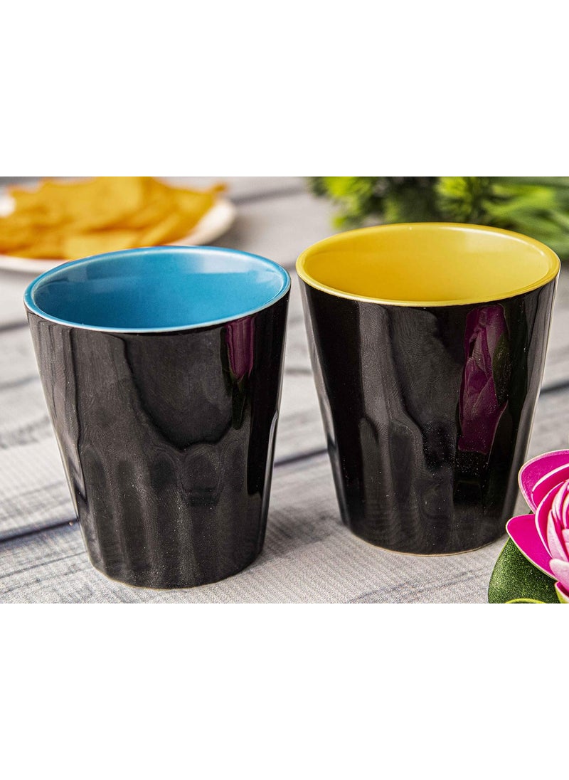 The Mug Factory TMF Chai Glass Set of 6 180 ML Black