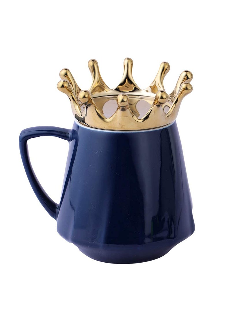 A Vintage Affair HOME DECOR Ceramic Coffee Cup White 350ml Large Tea Cup MugGlossyQueen of Everything Ceramic Printed Gift for Loved Ones Designer Mug Microwave Safe Blue