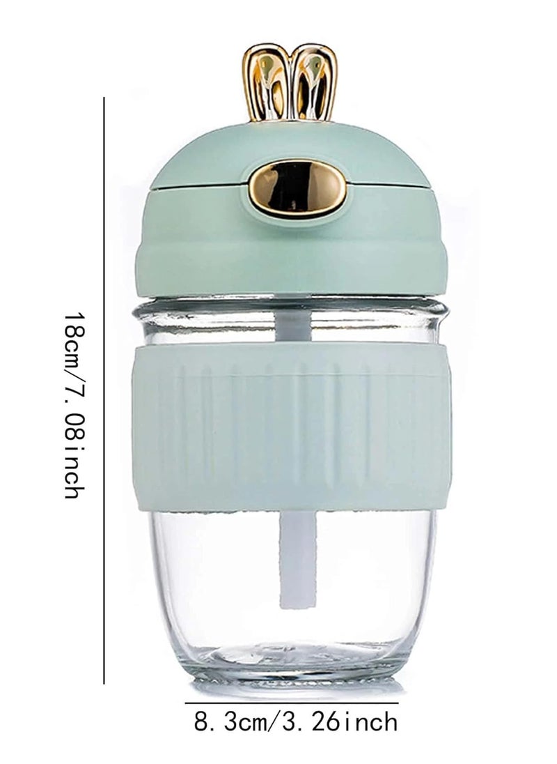 Suicune Reusable Glass Coffee Juice Mug Shaker with Lid Straw Thick Borosilicate Glass Tumbler AntiSlip Silicone Band LeakProof Travel Cup Sipper Bottle for Hot Cold Drinks