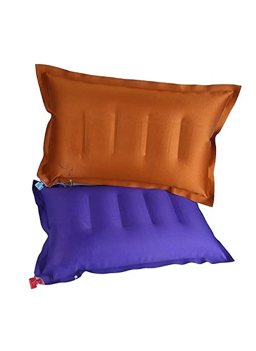 Humsafar Travel Air Pillow Inflatable Travelling Pillows for Sleeping in Journey of TrainFlightPortable Camping AccessoriesTraveling Airpillow TakiyaSoft Pump Pillo Cushion Combo of 2Solid