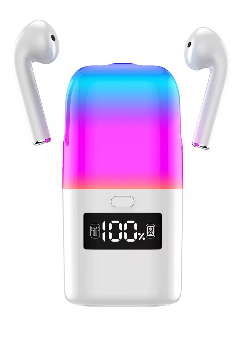 2-in-1 Bluetooth Speaker and Earphones Set Wireless In-ear Earbuds BT5.0 Portable Headphone Audio Stereo Sound RGB LED Light High Definition Call Power Battery Display Ideal for Driving Outdoor Sport