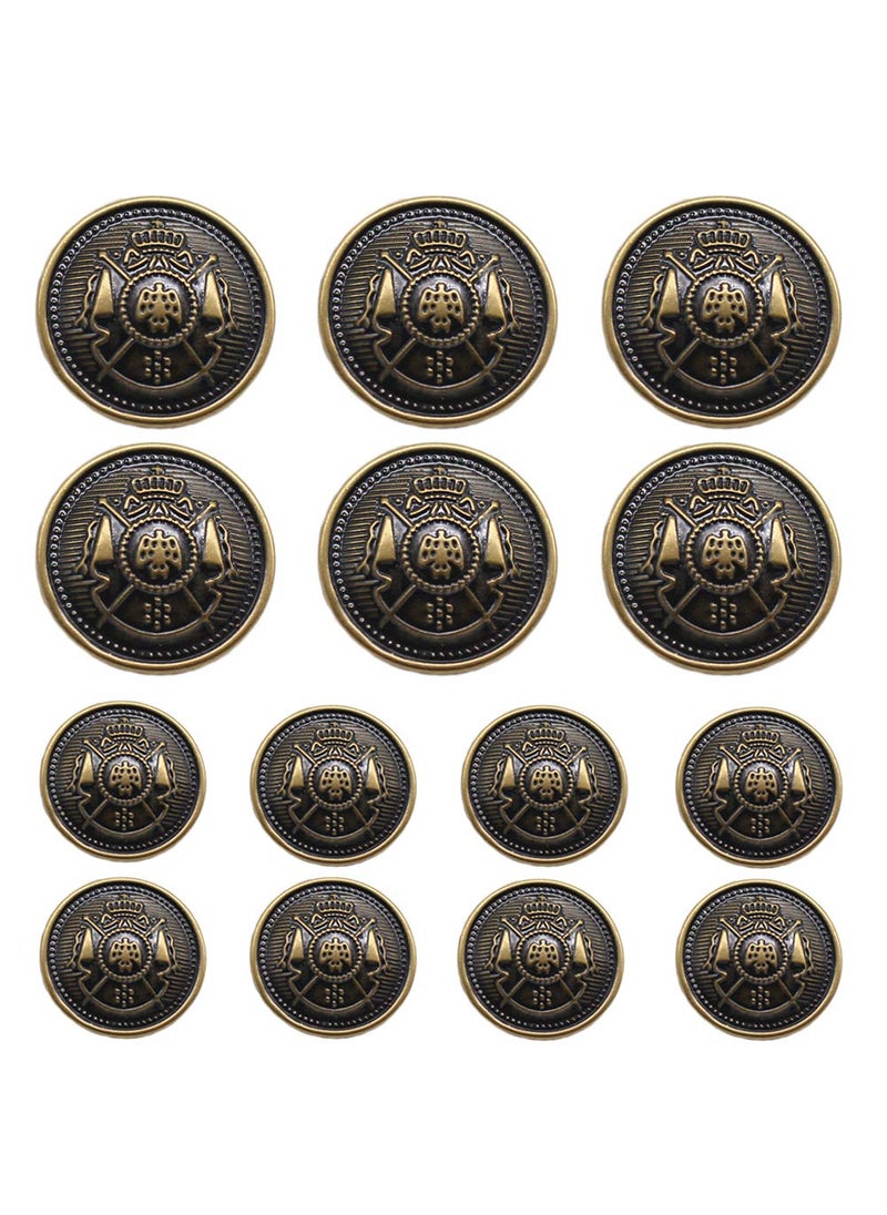 YaHoGa 14 Pieces Antique Metal Buttons 15mm 20mm Blazer Buttons Set for Blazers Suits Sport Coat Uniform Jackets MB20170